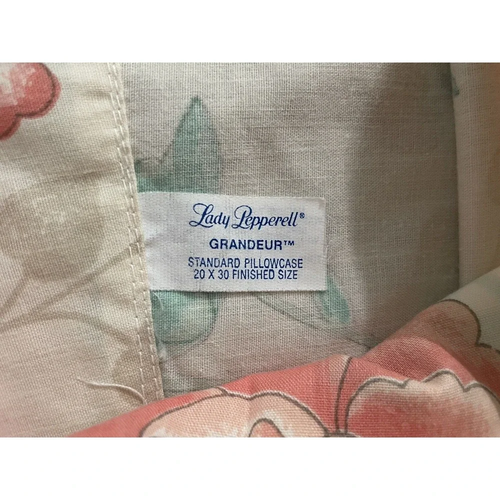 Vintage Lady Pepperell‎ Grandeur Double/Full 4 Pc Sheet Set Coral Green Pink
